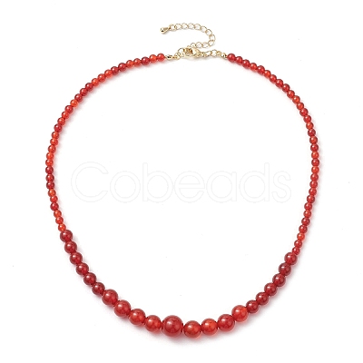 Round Natural Carnelian(Dyed & Heated) Beaded Neckiaces NJEW-JN05003-1