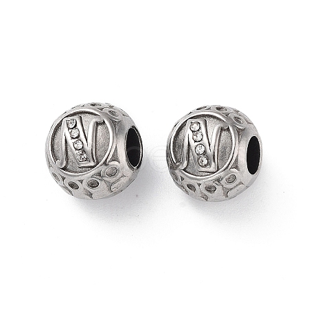 304 Stainless Steel Rhinestone European Beads STAS-A092-10N-P-1