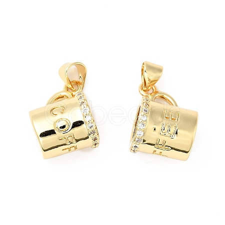 Rack Plating Brass Micro Pave Clear Cubic Zirconia Pendants X-ZIRC-I059-04G-1