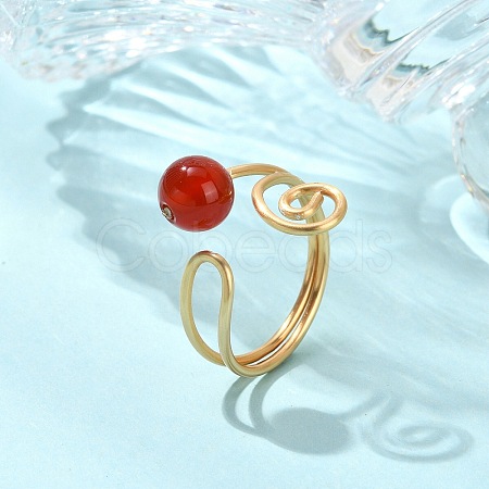 Natural Carnelian Cuff Open Rings RJEW-JR01071-01-1