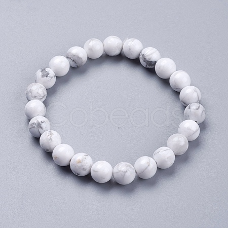 Natural Howlite Beaded Stretch Bracelets BJEW-I253-8mm-08-1