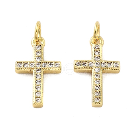 Brass Micro Pave Cubic Zirconia Pendants KK-C092-21B-G-1