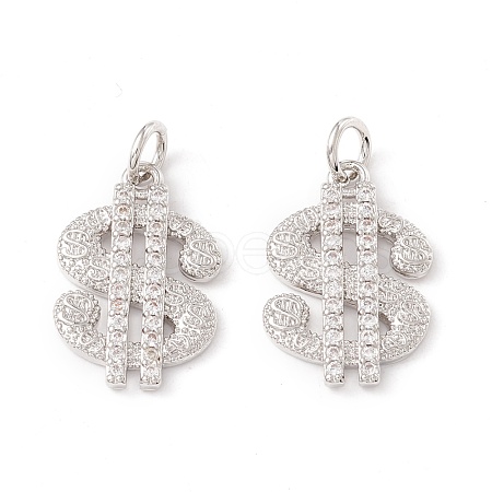 Brass Micro Pave Clear Cubic Zirconia Pendants ZIRC-P098-07P-1