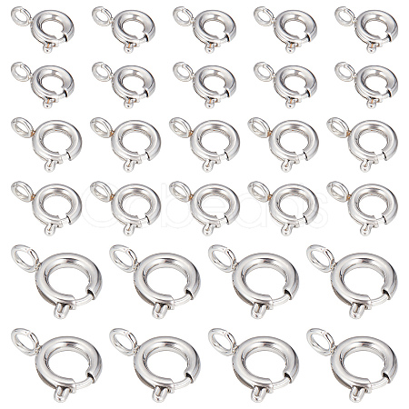 SUNNYCLUE 30Pcs 3 Styles 304 Stainless Steel Smooth Surface Spring Ring Clasps STAS-SC0004-41-1