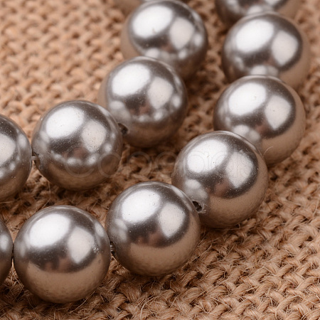 Polished Round Grade A Shell Pearl Bead Strands BSHE-M027-8mm-26-1
