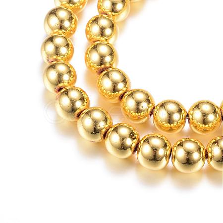 Electroplate Magnetic Synthetic Hematite Bead Strands G-Q466-8mm-01G-1