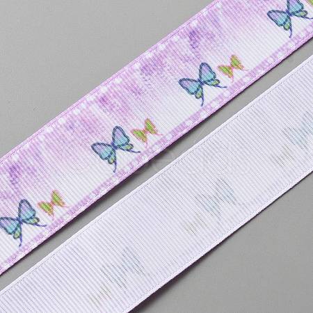 Polyester Printed Grosgrain Ribbon OCOR-WH0078-24A-1