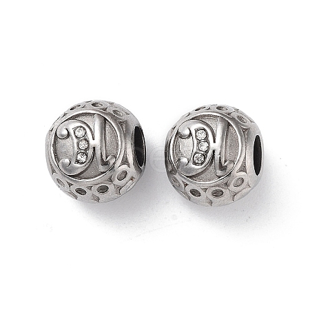 304 Stainless Steel Rhinestone European Beads STAS-A092-10H-P-1