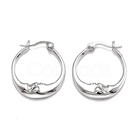 Brass Micro Pave Clear Cubic Zirconia Hoop Earrings EJEW-B006-01P-1