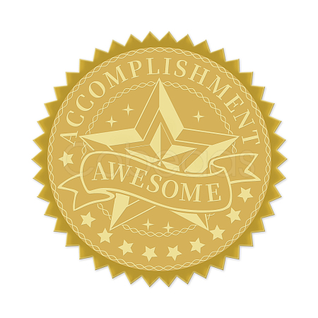 Plastic Self Adhesive Gold Foil Embossed Stickers DIY-WH0211-019-1