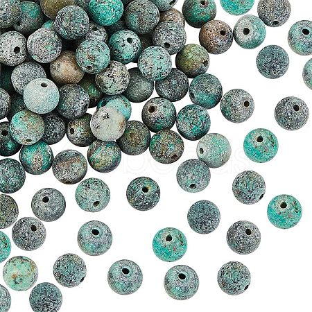 Olycraft Frosted Natural African Turquoise(Jasper) Round Beads G-OC0001-07-1