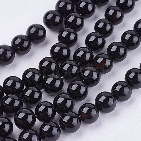 Natural Black Onyx Beads Strands G-H1567-10MM-1