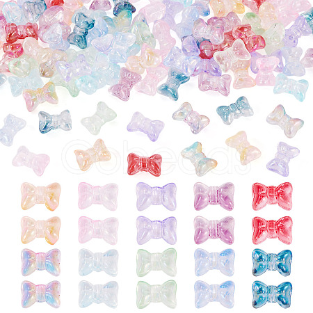 100Pcs 10 Colors Baking Paint Transparent Glass Beads DGLA-TA0001-42-1