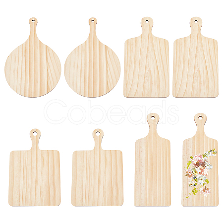 8Pcs 4 Styles Wood Big Pendants WOOD-FG0001-32-1