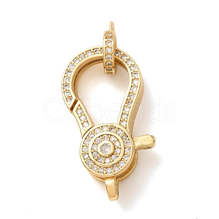 Brass Micro Pave Clear Cubic Zirconia Lobster Claw Clasps CU-CBA2907-15G-1