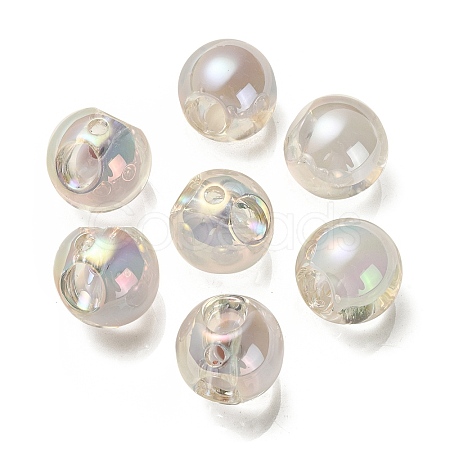 Transparent UV Plating Rainbow Iridescent Acrylic Beads OACR-P015-03L-1