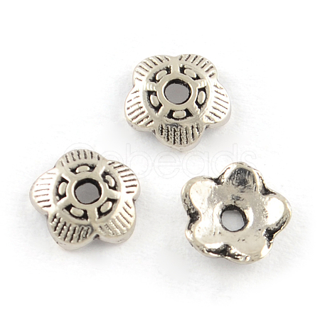 5-Petal Tibetan Style Alloy Bead Caps LS-TIBEP-R304-118AS-LF-1