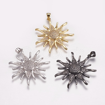 Brass Micro Pave Cubic Zirconia Pendants ZIRC-E143-57-1