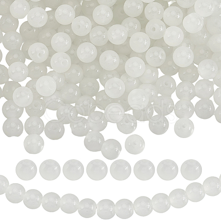 3 Strands Baking Paint Imitation Jade Glass Round Bead Strands DGLA-PA0001-01A-1