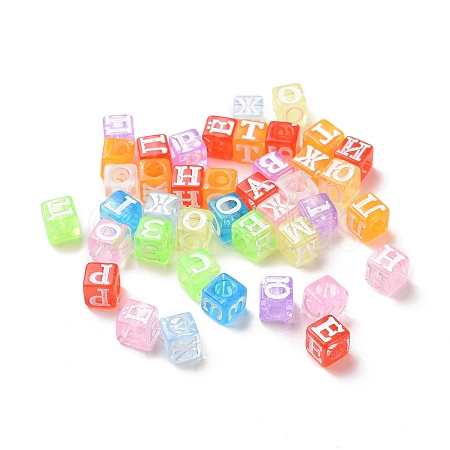 Spray Painted Transparent Acrylic Beads OACR-E015-25-1