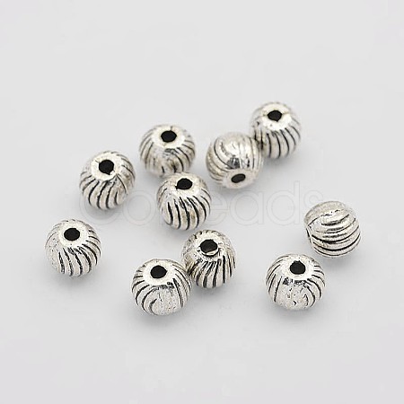 Tibetan Style Alloy Corrugate Round Spacer Beads TIBEB-O004-82-1