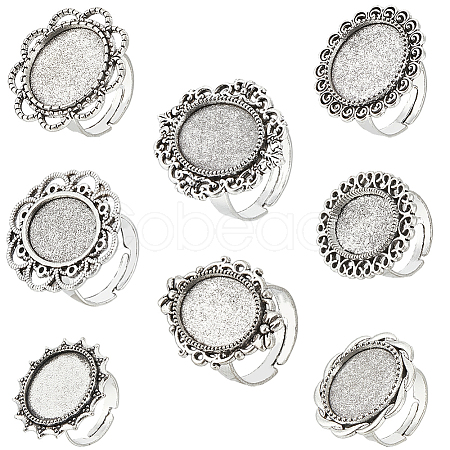 16Pcs 8 Style Adjustable Alloy Finger Rings Components FIND-SC0008-66-1