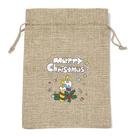 Christmas Printed Burlap Packing Pouches Drawstring Bags ABAG-Q053-02B-02-1