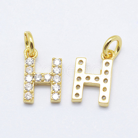 Brass Micro Pave Grade AAA Cubic Zirconia Charms X-ZIRC-P067-11G-H-NR-1