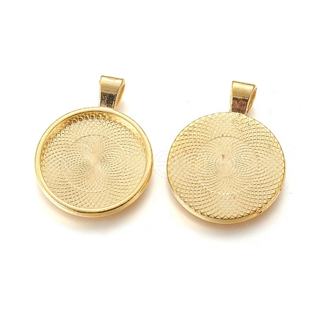 Flat Round Alloy Pendant Cabochon Settings PALLOY-A15654-G-1