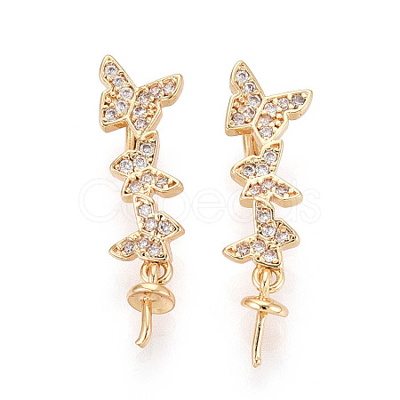 Brass Micro Pave Cubic Zirconia Cup Pearl Peg Bails Pin Pendants KK-T079-27G-1