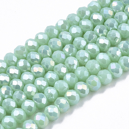 Electroplate Glass Beads Strands X-EGLA-A034-P6mm-B16-1