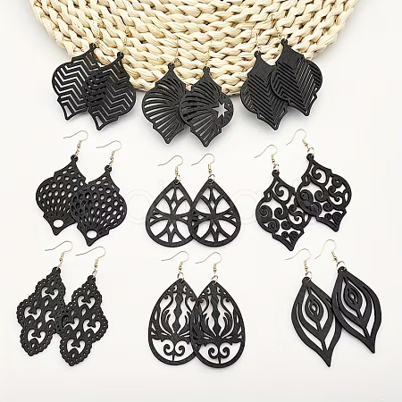 Hollow Iron Wood Dangle Earrings for Women WG57125-02-1