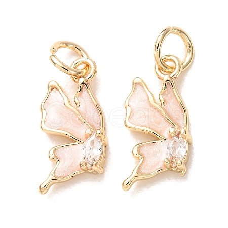 Brass Micro Pave Clear Cubic Zirconia with Enamel Charms CU-K002-50G-A-1