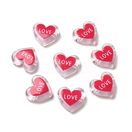 Printed Transparent Acrylic Beads OACR-P017-B04-1