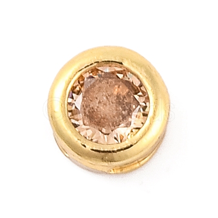 Rack Plating Flat Round Brass Micro Pave Cubic Zirconia Cabochons KK-F874-03G-07-1