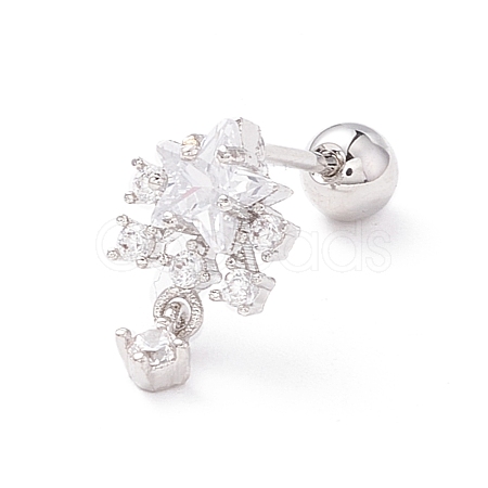 Snowflake Clear Cubic Zirconia Stud Earrings for Women EJEW-A065-03P-1