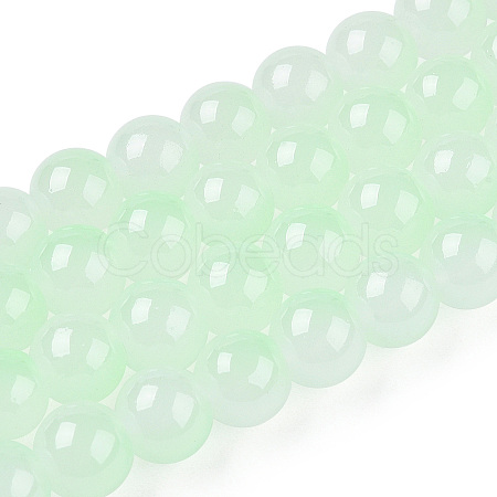 Baking Paint Imitation Jade Glass Round Bead Strands DGLA-N003-8mm-02-1-1