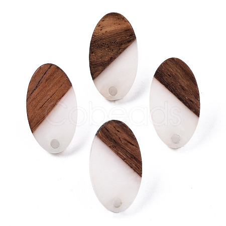 Resin & Walnut Wood Stud Earring Findings MAK-N032-005A-H04-1