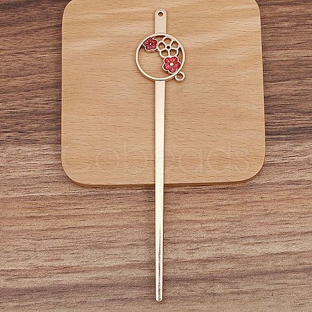 Ancient Style Alloy with Enamel Hair Stick Finding PW-WG8EAAB-01-1