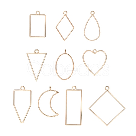 10Pcs Alloy Open Back Bezel Pendants PALLOY-YWC0002-02LG-1