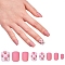 Nail Art Sets, with 24pcs Plastic Nail Tips, 24pcs Double Side Jelly Nail Glue , Pale Violet Red, 14.5~23x7~14mm, about 24pcs/set