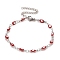 Enamel Horse Eye Link Chains Bracelet, 304 Stainless Steel Jewelry for Women, Stainless Steel Color, Red, 6-3/4 inch(17.1cm)