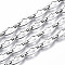 Tarnish Resistant 304 Stainless Steel Link Chains, with Spool, Unwelded, Nickel Free, Oval with Hollow Cross, Stainless Steel Color, 13.5x6.5x1.5mm