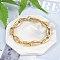 304 Stainless Steel Coffee Bean Chain Bracelets for Women Men, Ion Plating(IP), Golden, 8-1/4 inch(21cm)