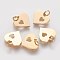 Ion Plating(IP) 304 Stainless Steel Pendants, Heart with Heart, Real 18K Gold Plated, 12x12.5x1mm, Hole: 3mm