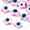 Handmade Polymer Clay Beads, Star with Evil Eye, Pearl Pink, 9x9x3.5~4.5mm, Hole: 1.4mm