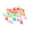 Spray Painted Transparent Acrylic Beads, Cube with Number & Letter, Mixed Color, 6x6x6mm, Hole: 3.2mm, about 2920pcs/500g