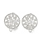 Hollow Flower Brass Micro Pave Cubic Zirconia Stud Earrings Finding, with Horizontal Loops, Cadmium Free & Lead Free, Platinum, 18.5x16mm, Hole: 1.2mm, Pin: 0.8mm