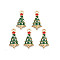 Rack Plating Alloy Enamel Pendants, with Crystal AB Rhinestone, Cadmium Free & Nickel Free & Lead Free, Light Gold, Christmas Tree with Star, Green, 18x9x3mm, Hole: 1mm