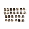 Rack Plating Brass Enamel Beads, Cadmium Free & Nickel Free & Lead Free, Real 18K Gold Plated, Cube with Letter A`Z, Black, 6x6x6mm, Hole: 2.5mm